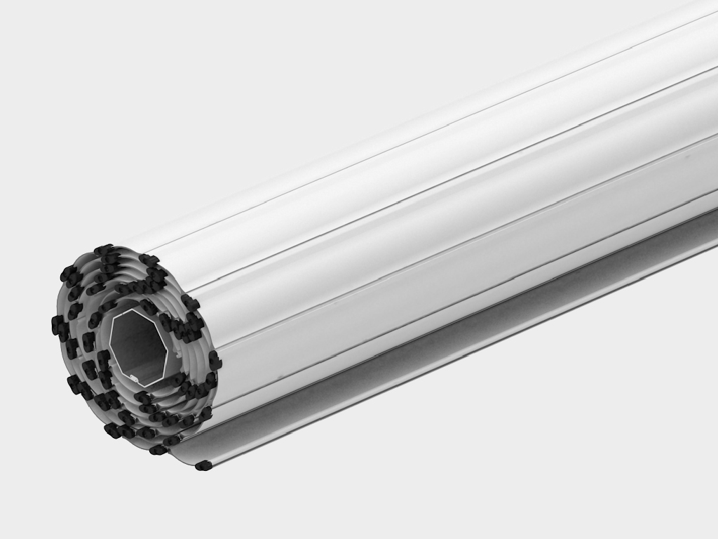 To‘r yig‘ilgan holda. Ekstrudirovka qilingan profilidan tayyorlangan to‘r, yon qulflar bilan jihozlangan bo‘lib, ular profilning ochilib ketishini oldini oladi.